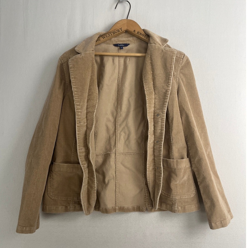 Reitmans Womens Tan Corduroy Blazer Jacket Beige Stretch Cotton Size 11 - Picture 4 of 10